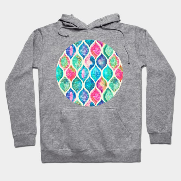 Watercolor Ogee Patchwork Pattern Hoodie by micklyn